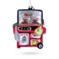 BBQ Grill Glass Christmas Ornament in Red color Figurine