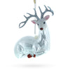 Glass White Deer - Blown Glass Christmas Ornament in White color