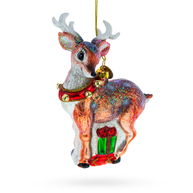 Enchanting Fawn: Baby Deer - Blown Glass Christmas Ornament in Multi color,  shape