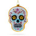 Adorned Skull Glass Christmas Ornament in Multi color Figurine