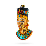 Regal Egyptian Queen Nefertiti - Blown Glass Christmas Ornament in Multi color,  shape