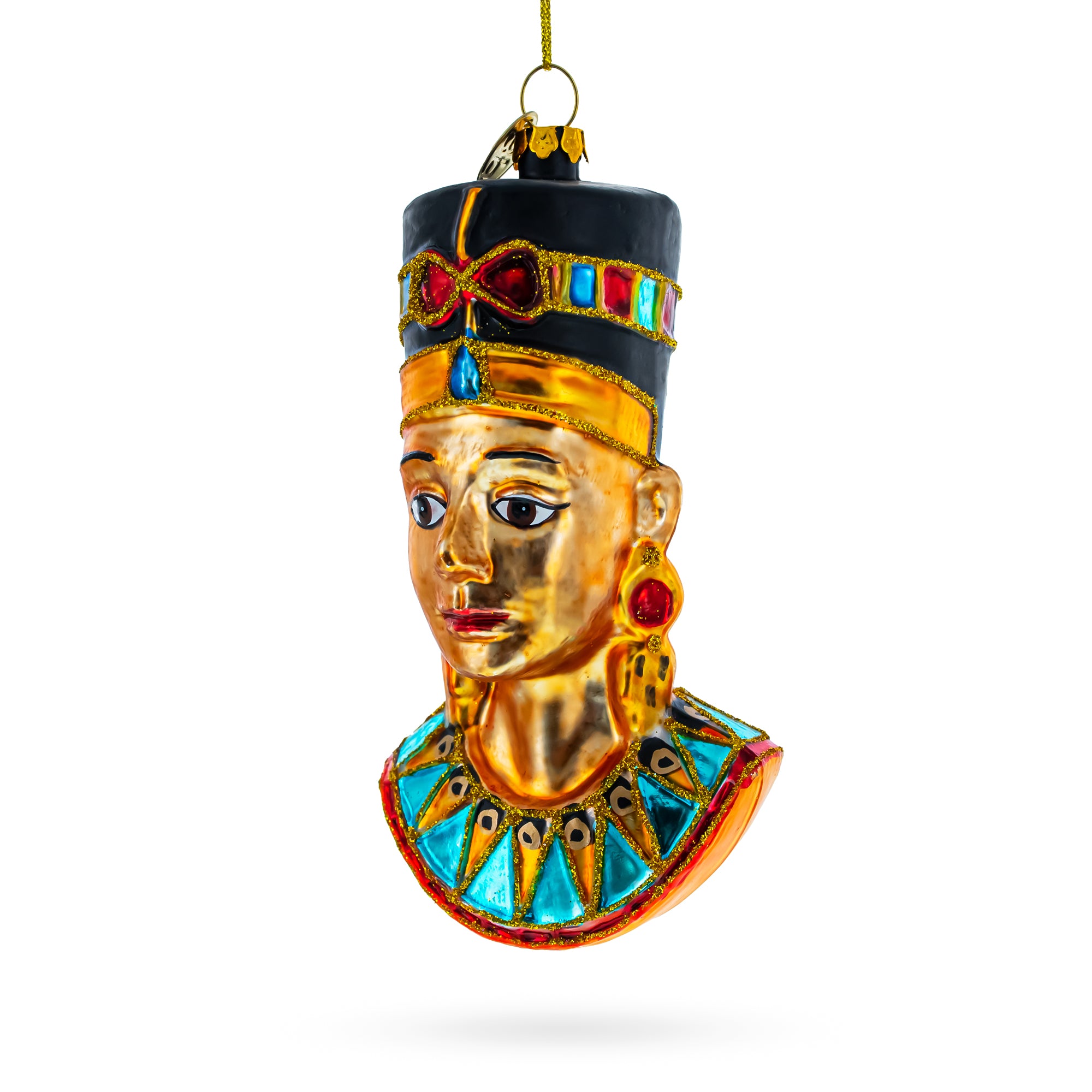 Egyptian Queen Nefertiti Glass Christmas Ornament in Brown color Figurine