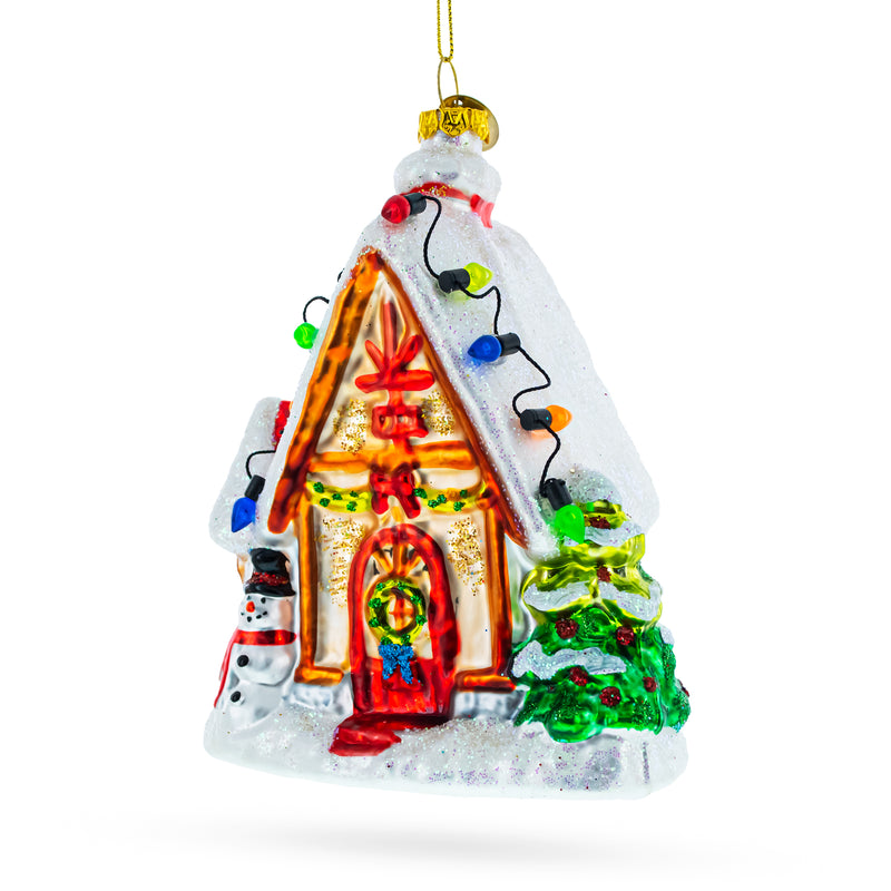 Enchanted Gingerbread Delight - Blown Glass Christmas Ornament in Multi color,  shape