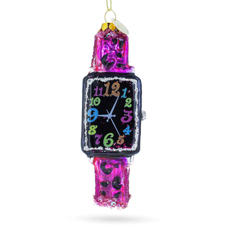 Trendy Fashion Watch - Blown Glass Christmas Ornament in Multi color,  shape