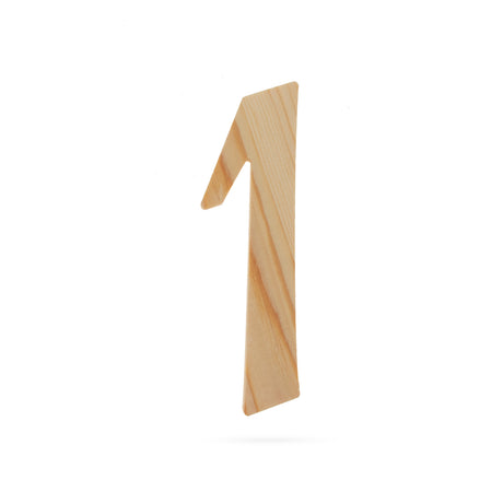 Wood Unfinished Wooden Playball Italic Number 1 (6.25 Inches) in Beige color