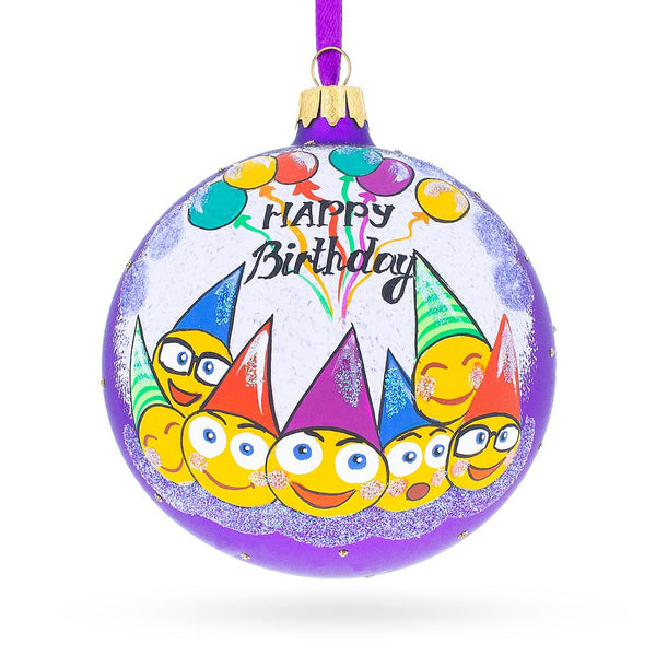 Celebrating Another Year: Happy Birthday Facial Expressions Blown Glass Ornament 4 Inches by BestPysanky