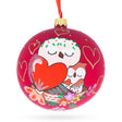 Glass Mother's Love: Mother's Day Blown Glass Ball Christmas Ornament 4 Inches in Red color Round