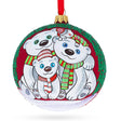 Glass Cozy Bear Family Blown Glass Ball Christmas Ornament 4 Inches in Multi color Round