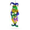 Glass Frog Jester - Blown Glass Christmas Ornament in Multi color