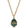 Pewter Regal Currents: Green Enameled Wave Royal Egg Necklace, 20 Inches in Green color Oval