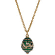 Regal Currents: Green Enameled Wave Royal Egg Necklace, 20 Inches in Green color, Oval shape