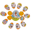Plastic Set of 12 Plastic Religious Puzzle Filled Eggs in Multi color Oval