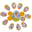 Set of 12 Plastic Religious Puzzle Filled Eggs in Multi color Oval