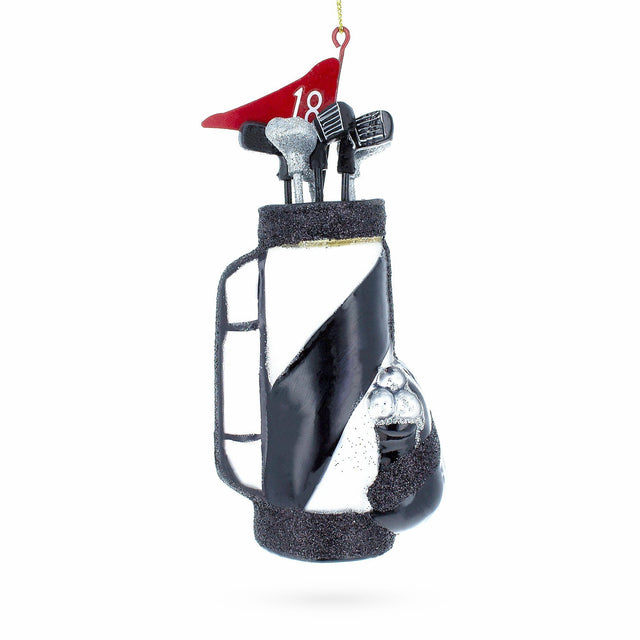 Glass Sporty Golf Bag with Clubs - Blown Glass Christmas Ornament in Multi color