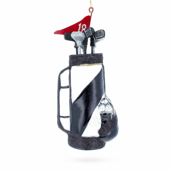 Sporty Golf Bag with Clubs - Blown Glass Christmas Ornament in Multi color,  shape