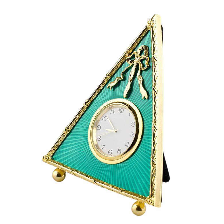 Regal Timekeeper: 5-Inch Green Enameled Guilloche Royal Clock Frame