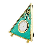 Regal Timekeeper: 5-Inch Green Enameled Guilloche Royal Clock Frame
