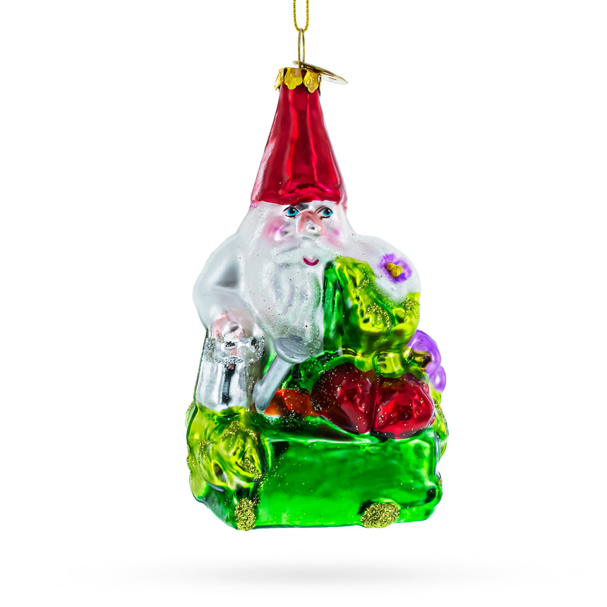 Enchanting Gnome Blown Glass Christmas Ornament in  color