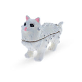 White Cat with Crystals Trinket Box Figurine in Multi color
