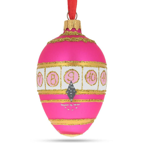 Glass 1910 Colonnade Royal Egg Glass Ornament 4 Inches in Pink color Oval