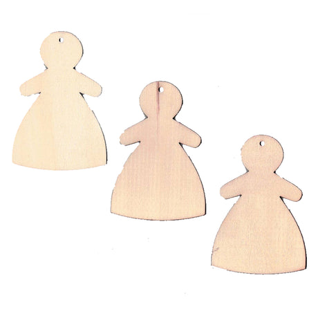 Wood 3 Women Unfinished Wooden Shapes Craft Cutouts DIY Unpainted 3D Plaques 4 Inches in Beige color