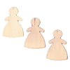 3 Women Unfinished Wooden Shapes Craft Cutouts DIY Unpainted 3D Plaques 4 Inches in Beige color,  shape