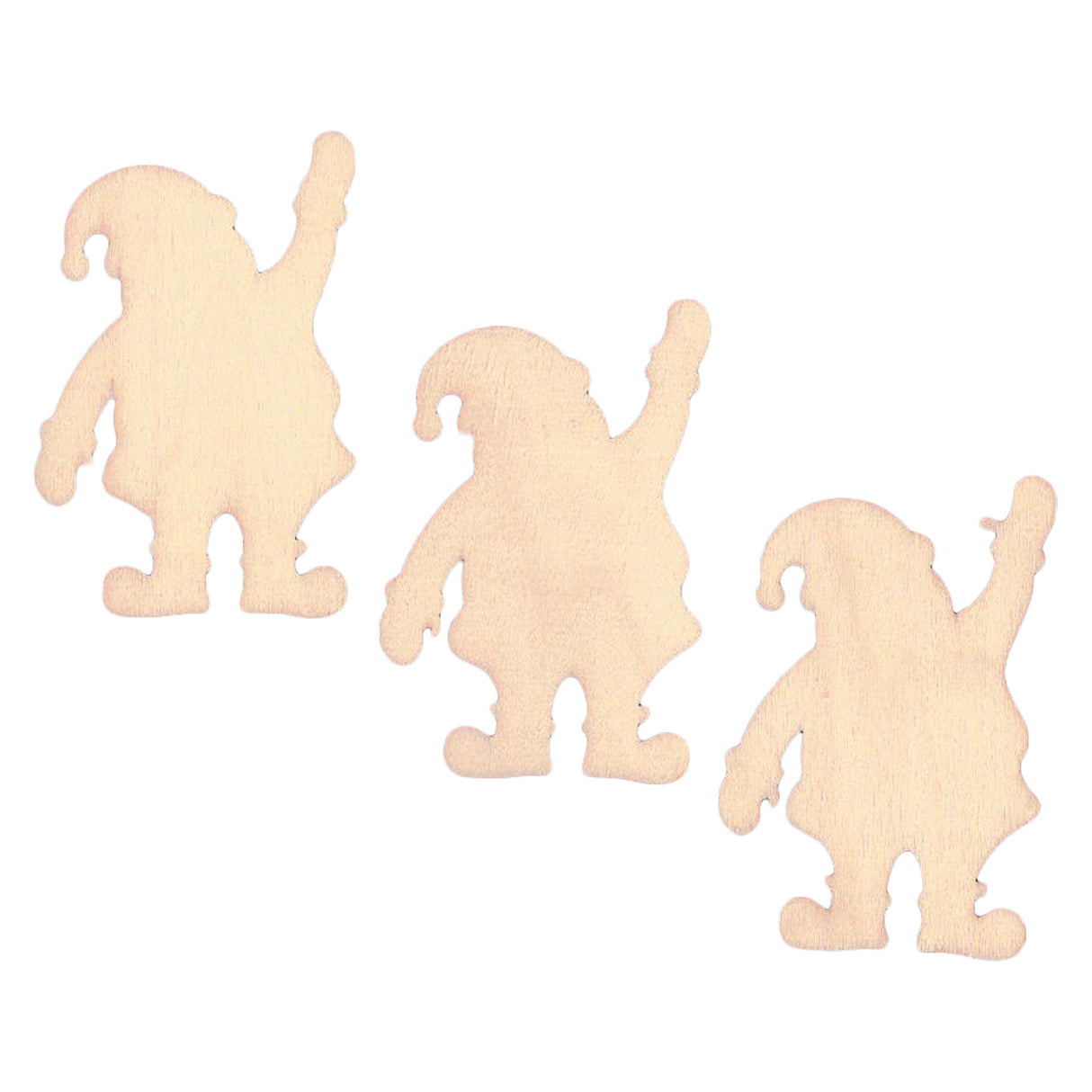 3 Santa Claus Unfinished Wooden Shapes Craft Cutouts DIY Unpainted 3D Plaques 4 Inches in Beige color,  shape