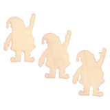 3 Santa Unfinished Wooden Shapes Craft Cutouts DIY Unpainted 3D Plaques 4 Inches in  color