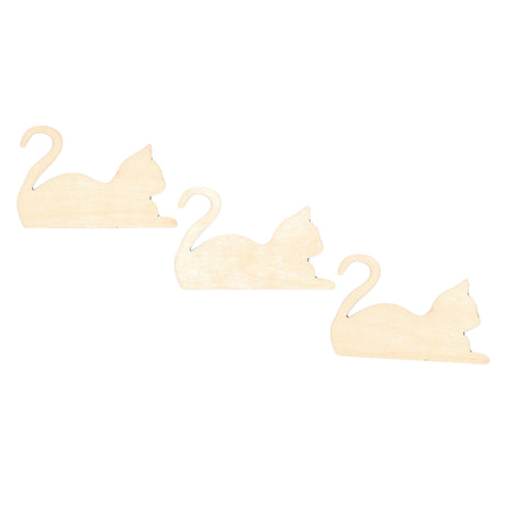 3 Cats Unfinished Wooden Shapes Craft Cutouts DIY Unpainted 3D Plaques 4 Inches in Beige color,  shape