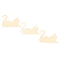 3 Cats Unfinished Wooden Shapes Craft Cutouts DIY Unpainted 3D Plaques 4 Inches in Beige color