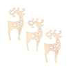 3 Reindeer Unfinished Wooden Shapes Craft Cutouts DIY Unpainted 3D Plaques 4 Inches in Beige color,  shape