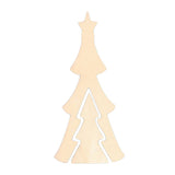 Unfinished Standing Wooden Double Christmas Tree Shape Cutout DIY Craft 9.5 Inches in Beige color Triangle
