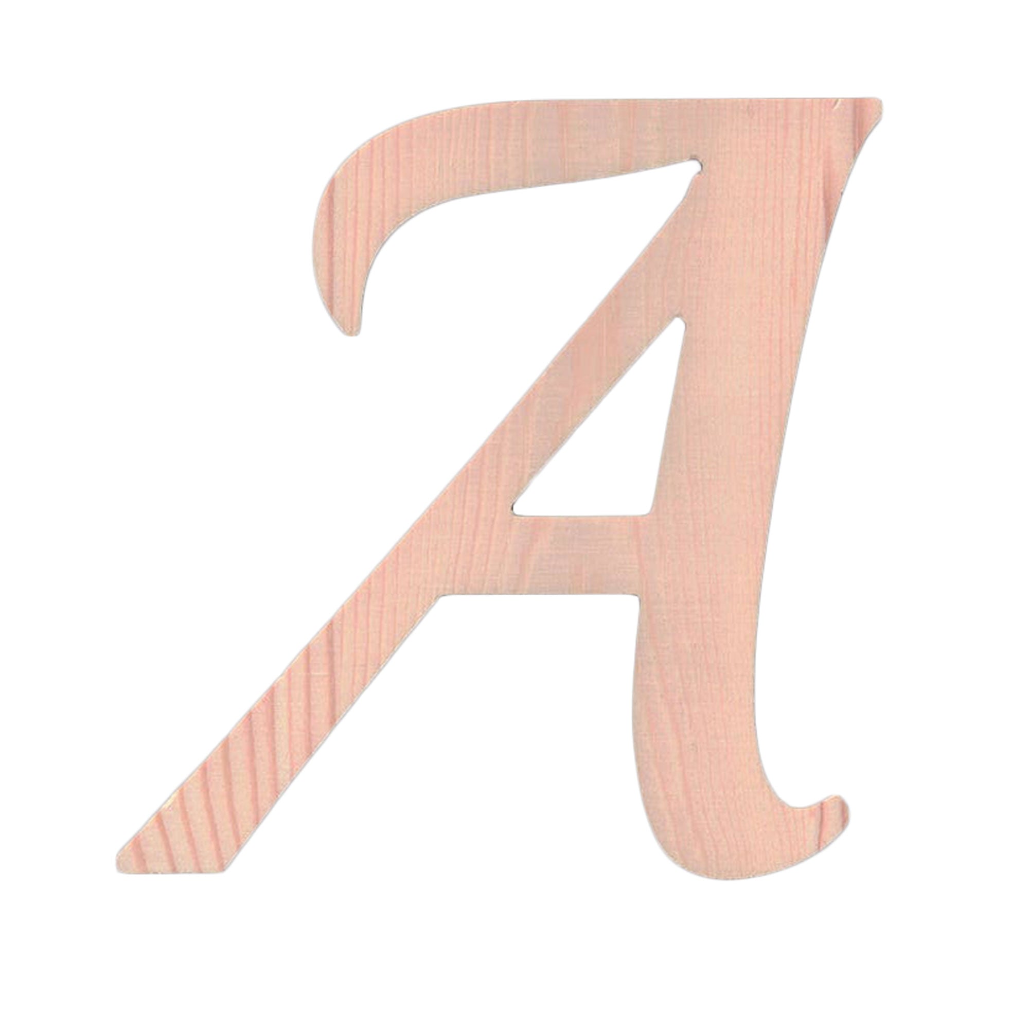 Unfinished Wooden Playball Italic Letter A (6.25 Inches) in Beige color