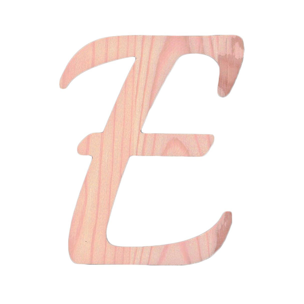 Unfinished Wooden Playball Italic Letter E (6.25 Inches) in Beige color,  shape