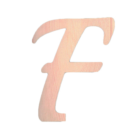 Wood Unfinished Wooden Playball Italic Letter F (6.25 Inches) in Beige color