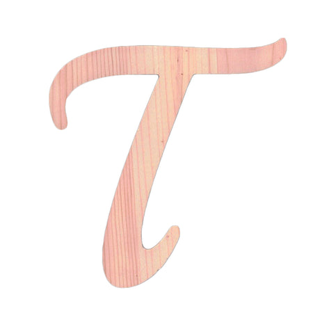 Wood Unfinished Wooden Playball Italic Letter T (6.25 Inches) in Beige color
