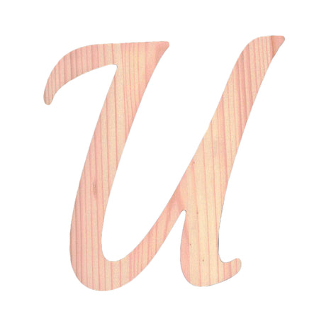 Wood Unfinished Wooden Playball Italic Letter U (6.25 Inches) in Beige color