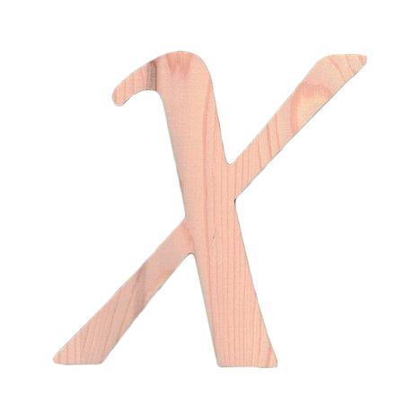 Wood Unfinished Wooden Playball Italic Letter X (6.25 Inches) in Beige color