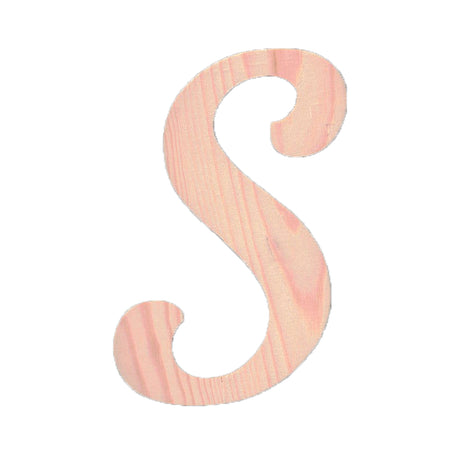 Wood Unfinished Wooden Playball Italic Letter S (6.25 Inches) in Beige color