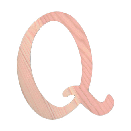 Wood Unfinished Wooden Playball Italic Letter Q (6.25 Inches) in Beige color