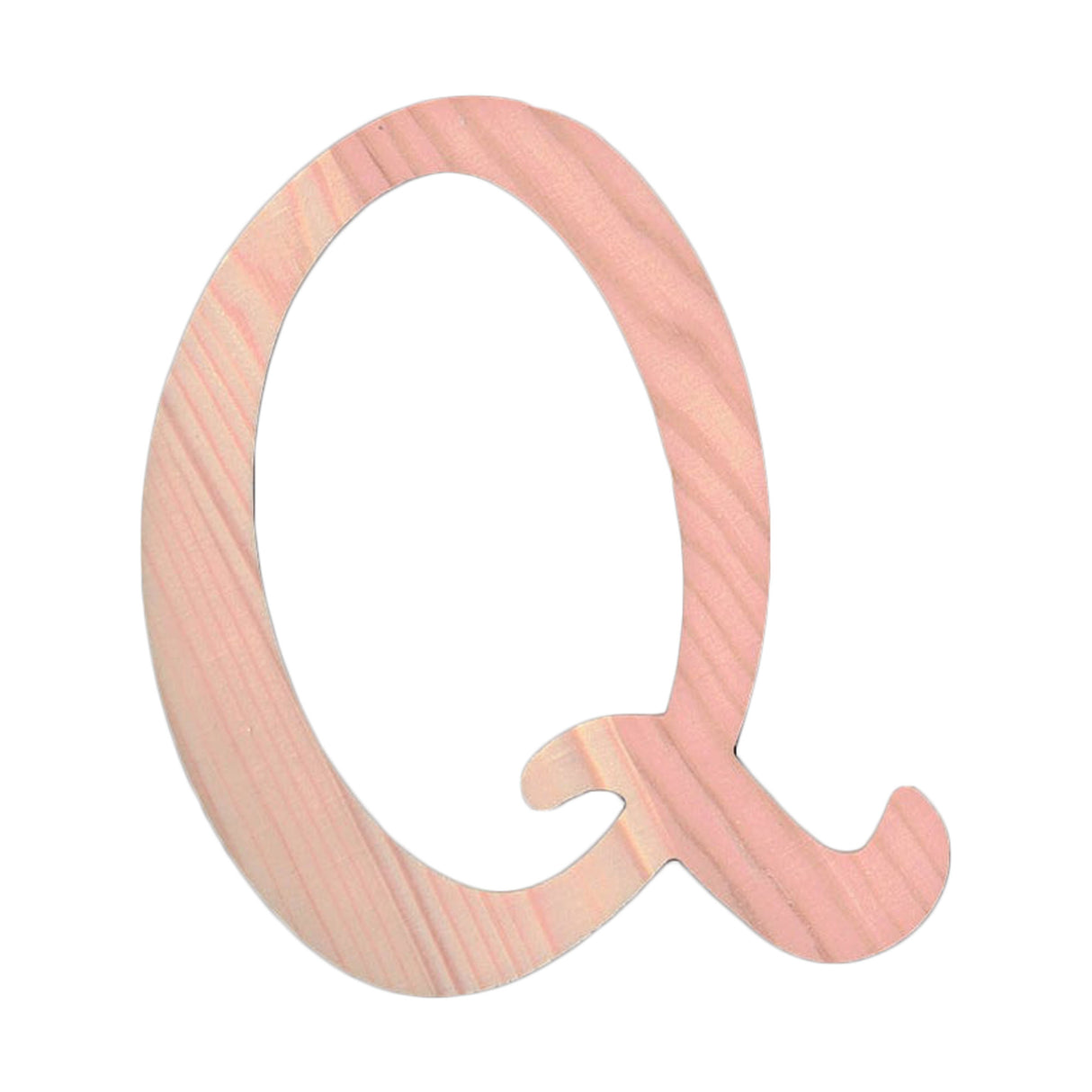Wood Unfinished Wooden Playball Italic Letter Q (6.25 Inches) in Beige color
