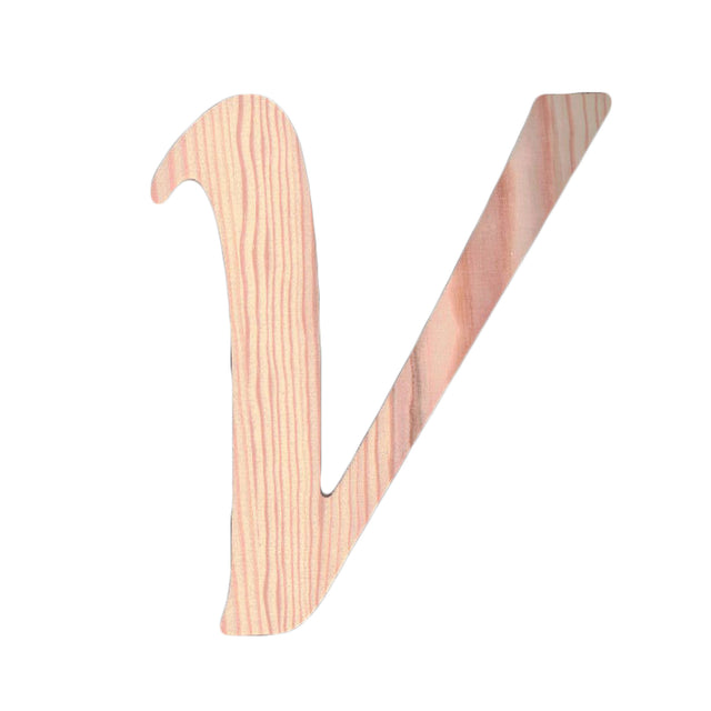 Unfinished Wooden Playball Italic Letter V (6.25 Inches) in Beige color,  shape