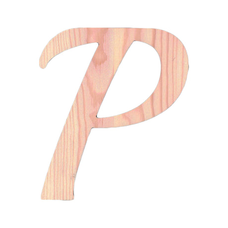Unfinished Wooden Playball Italic Letter P (6.25 Inches) in Beige color,  shape