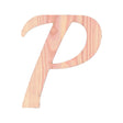 Wood Unfinished Wooden Playball Italic Letter P (6.25 Inches) in Beige color