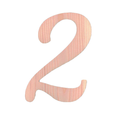 Wood Unfinished Wooden Playball Italic Number 2 (6.25 Inches) in Beige color