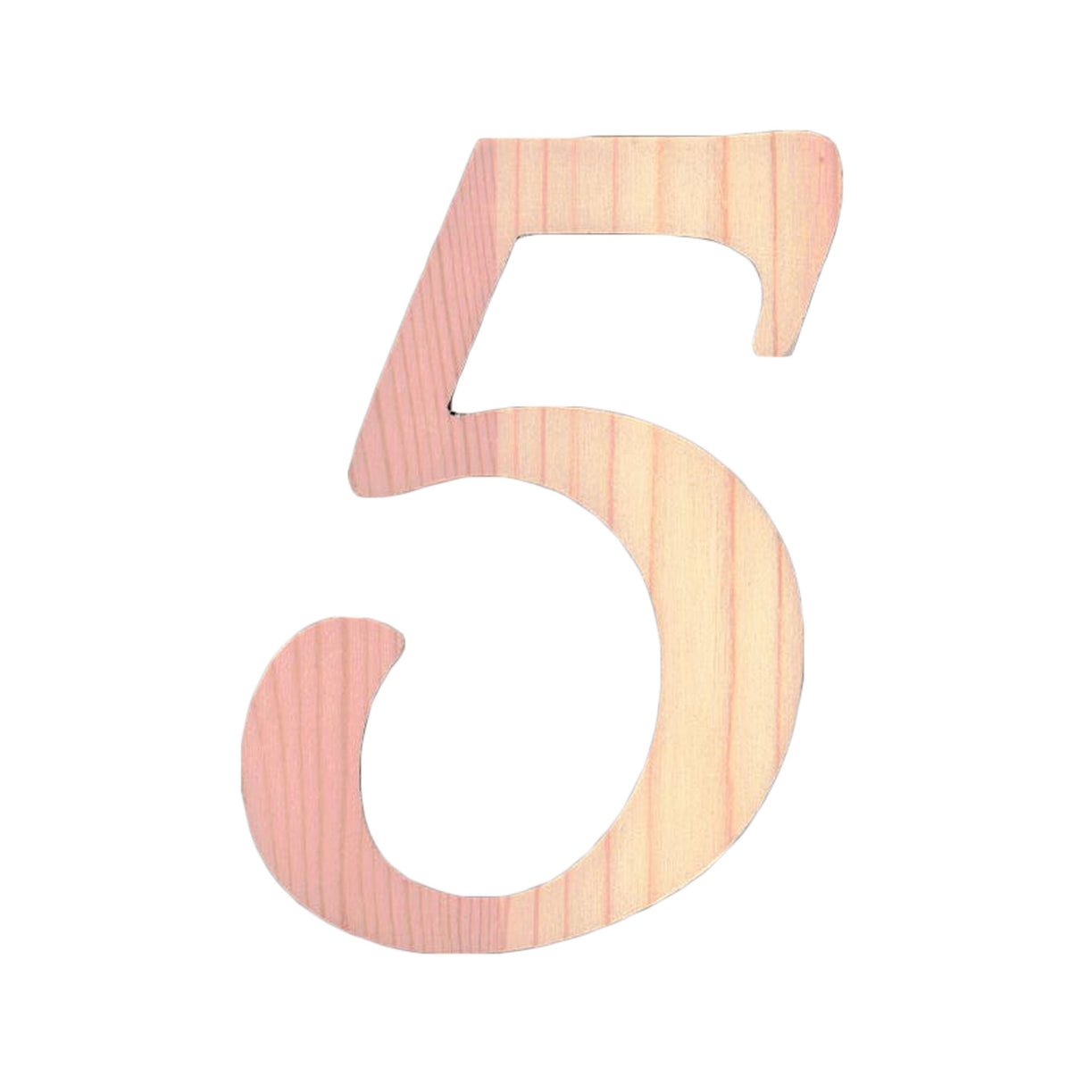 Unfinished Wooden Playball Italic Number 5 (6.25 Inches) in Beige color,  shape