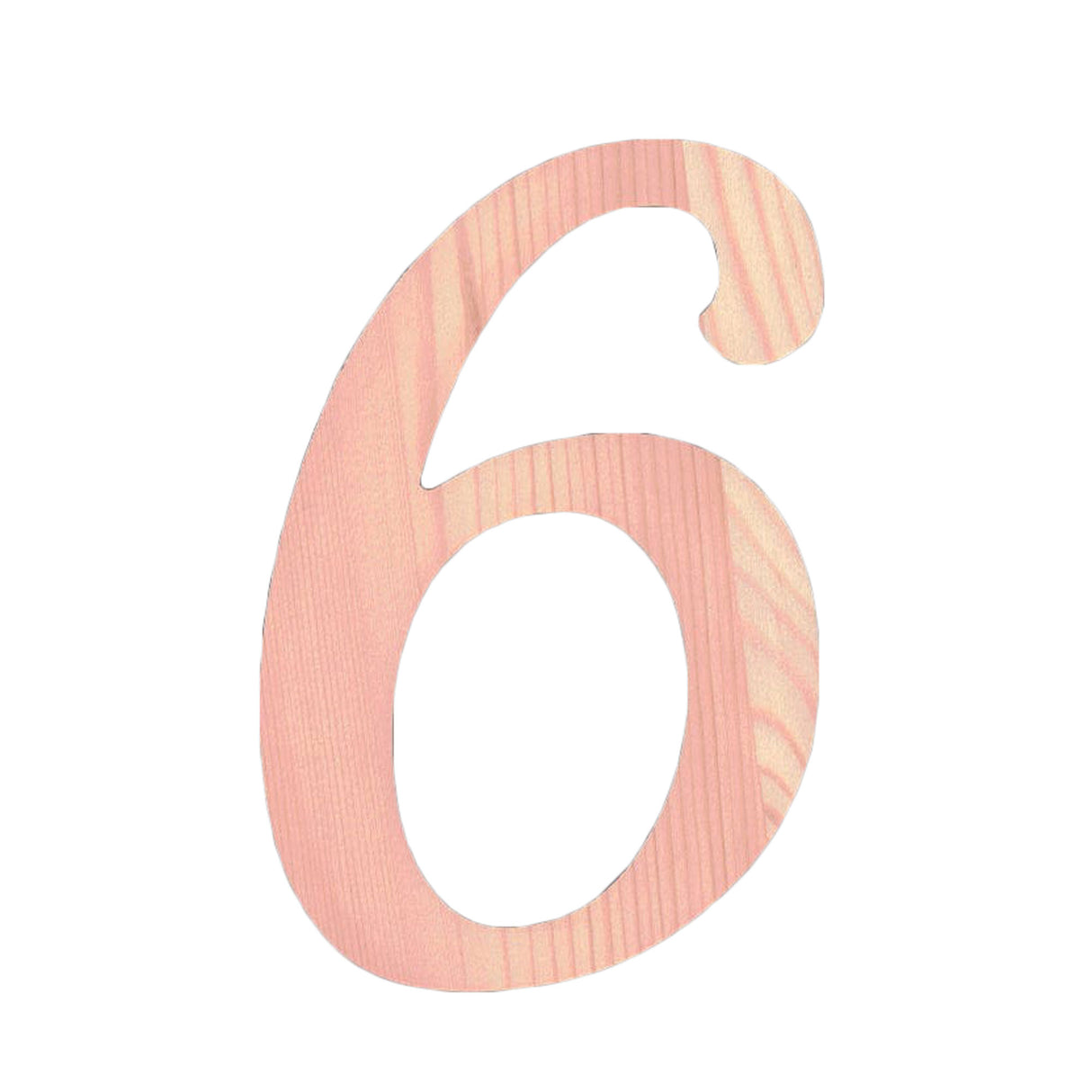 Unfinished Wooden Playball Italic Number 6 (6.25 Inches) in Beige color,  shape
