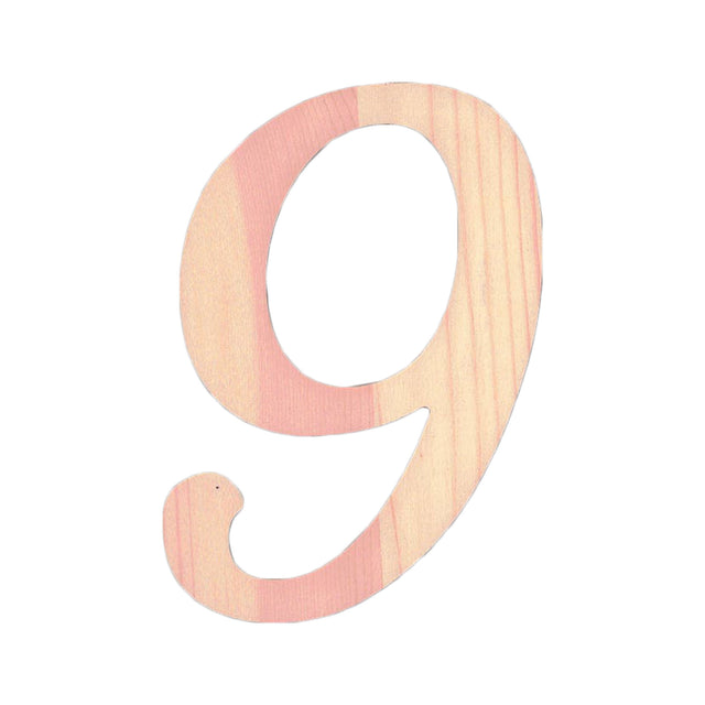 Unfinished Wooden Playball Italic Number 9 (6.25 Inches) in Beige color,  shape
