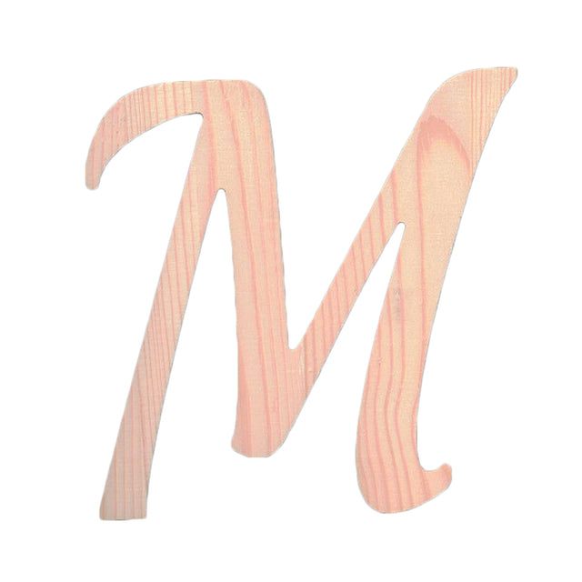 Unfinished Wooden Playball Italic Letter M (6.25 Inches) in Beige color,  shape