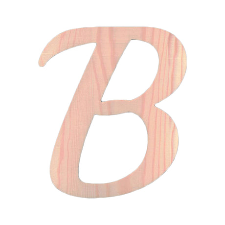 Wood Unfinished Wooden Playball Italic Letter B (6.25 Inches) in Beige color